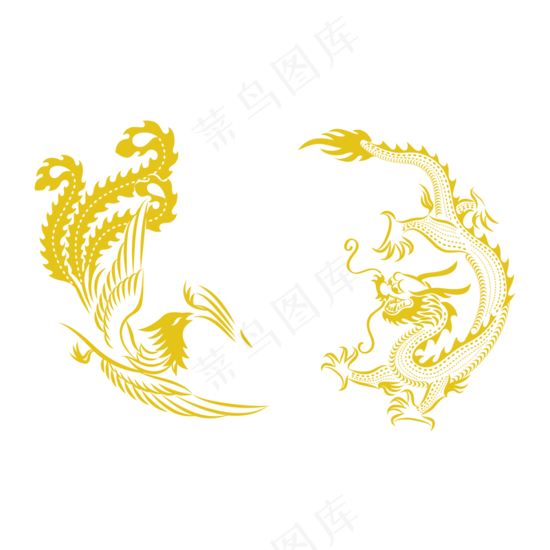 中国风金色龙元素古风水墨龙png免抠透明素材装饰图片PS素材