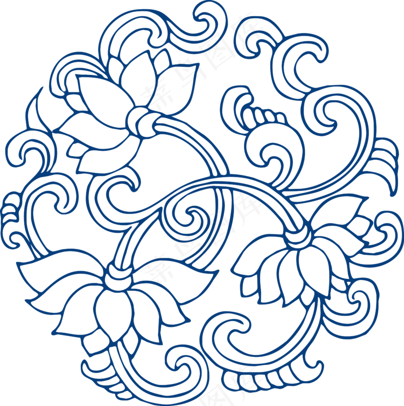 古代青花瓷图案花纹中国风图案祥云纹理传统图腾矢量AI设计素材