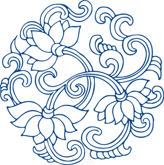 古代青花瓷图案花纹中国风图案祥云纹理传统图腾矢量AI设计素材