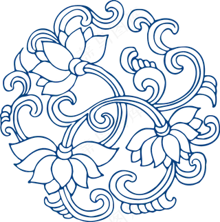 古代青花瓷图案花纹中国风图案祥云纹理传统图腾矢量AI设计素材