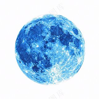 月球月亮蓝色天气卡通插画免抠