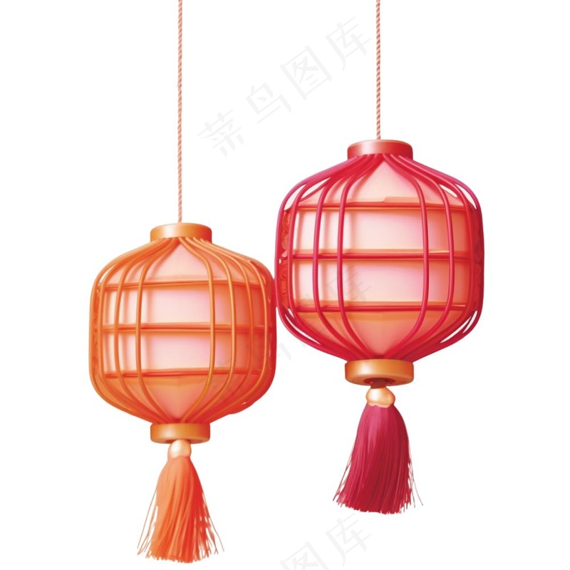 红灯笼新年春节节日卡通插画免抠