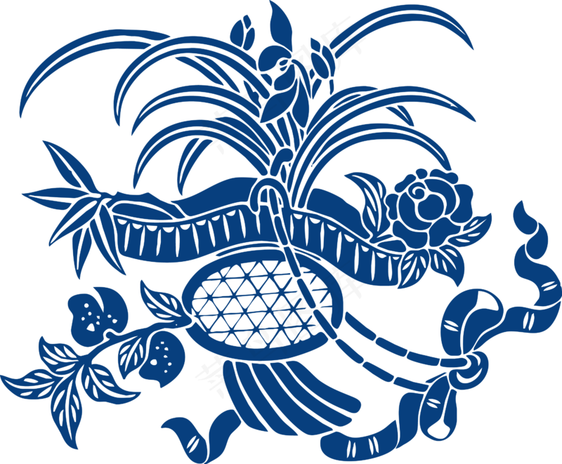 古代青花瓷图案花纹中国风图案祥云纹理传统图腾PNG免扣素材