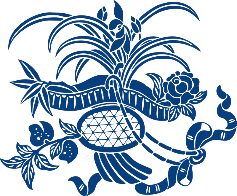古代青花瓷图案花纹中国风图案祥云纹理传统图腾PNG免扣素材