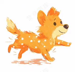 快乐小狗柯基柴犬卡通插画免抠