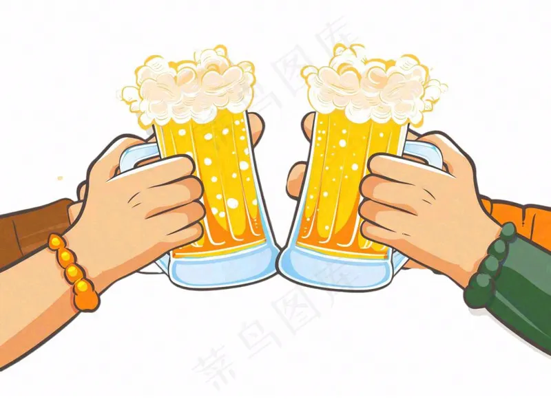 喝啤酒聚会卡通插画免抠(1280x928)