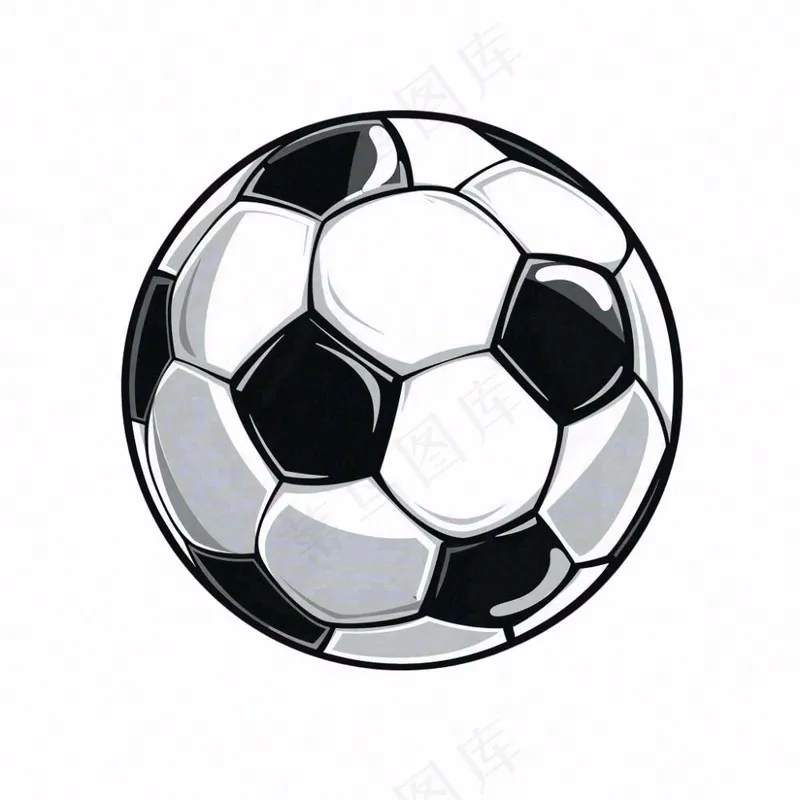 足球黑白运动卡通插画免抠(1024x1024)