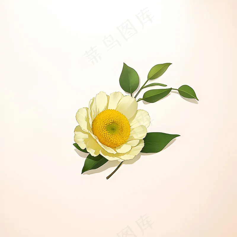 白色黄色手绘新中式风格花植物33