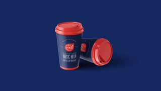 单色背景简约塑料咖啡杯样机19