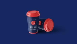 单色背景简约塑料咖啡杯样机19