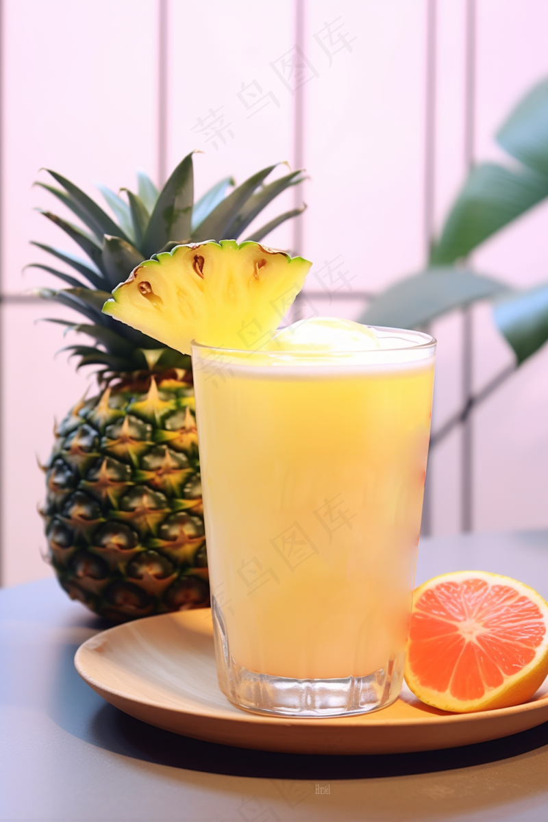 菠萝汁西柚果汁果茶饮料摄影图