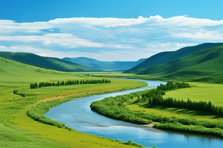 新疆春天草原风光大自然风景摄影图