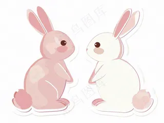 小白兔动物卡通插画免抠