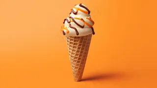 夏日冰淇淋清凉蛋筒甜点摄影图