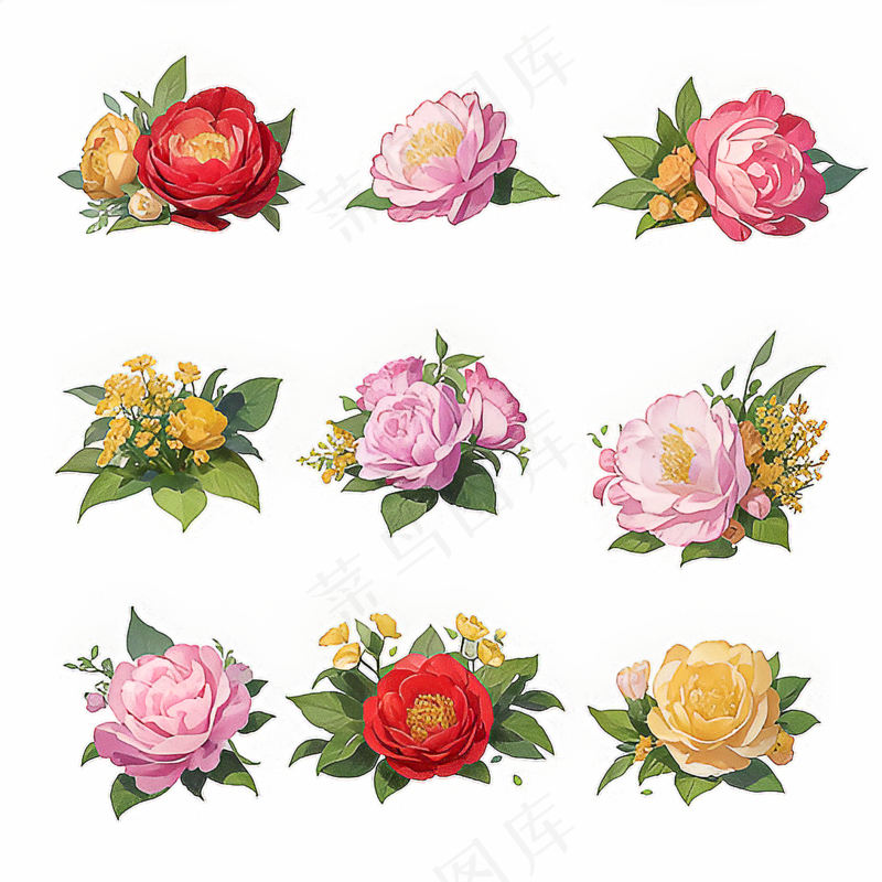 红色黄色粉色玫瑰花免抠素材42