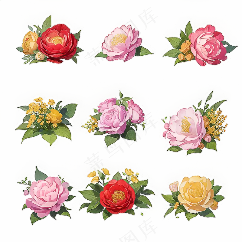 红色黄色粉色玫瑰花免抠素材42
