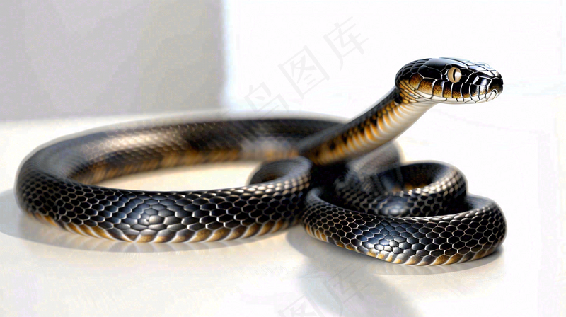 蛇在白色背景爬行动物摄影图