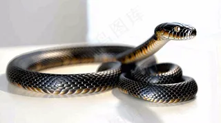 蛇在白色背景爬行动物摄影图
