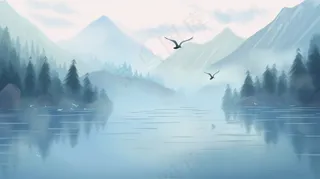 中国山水水墨画插画背景