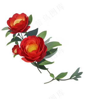 红色 海棠花 手绘 免抠 素材1