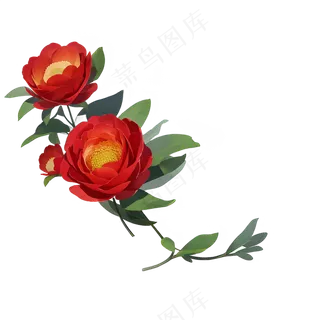 红色 海棠花 手绘 免抠 素材1
