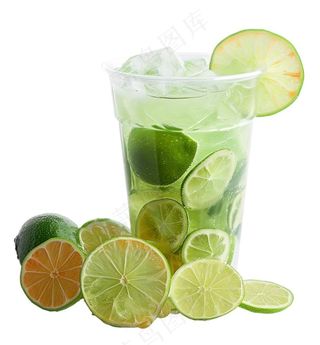 夏日柠檬水苏打汽水冰镇饮料免抠