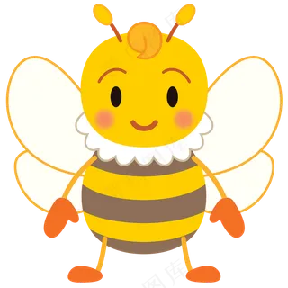 透明站着的卡通蜜蜂