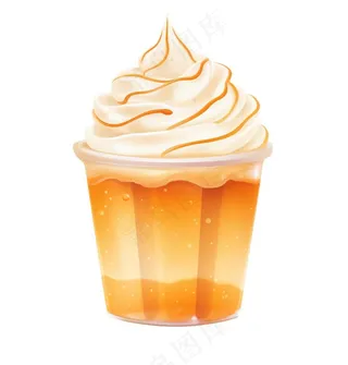 冰淇淋奶茶奶油饮料手绘卡通插画免抠