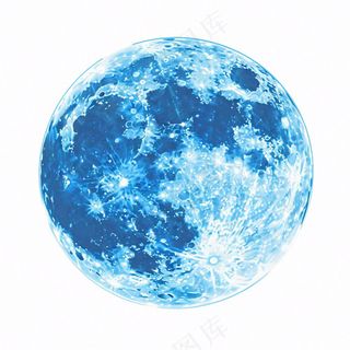 月球月亮蓝色天气卡通插画免抠