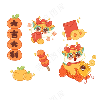 龙年国潮贴纸63psd 源文件 设计 免扣素材