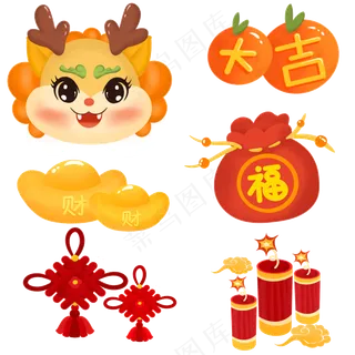 龙年国潮贴纸18psd 源文件 设计 免扣素材