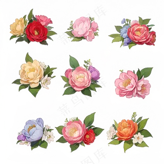 红色黄色粉色玫瑰花免抠素材100