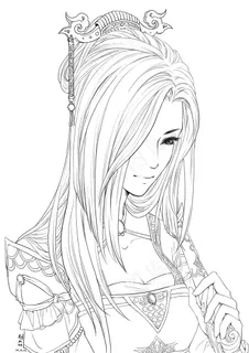 古风线稿丨PPT插画丨手绘线稿丨国风美女008