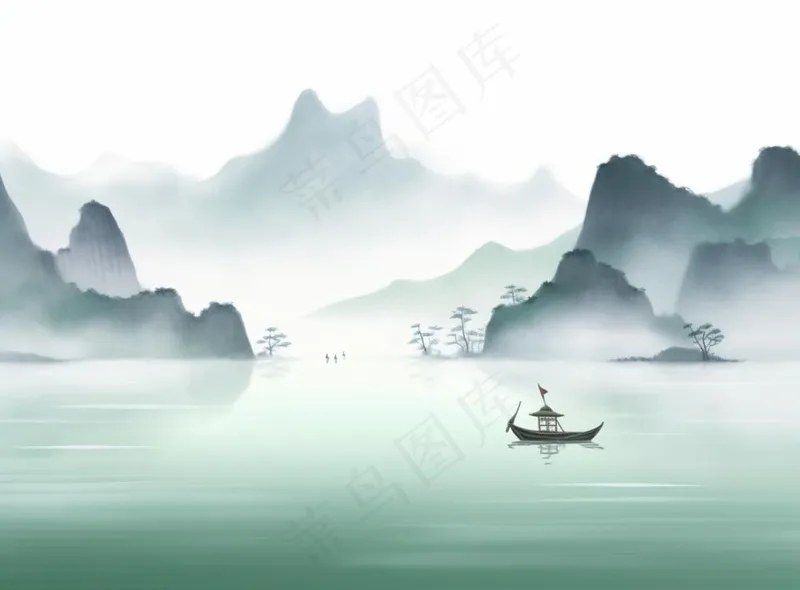 山水水墨画中国风插画背景(1280x944)