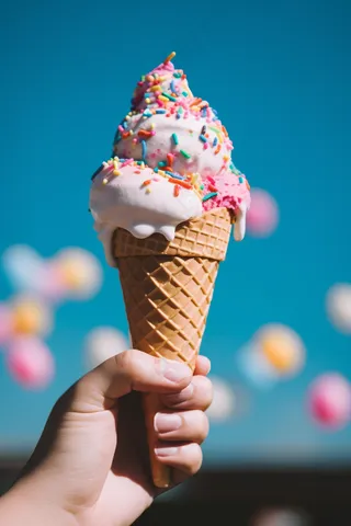 夏日冰淇淋清凉蛋筒甜点摄影图