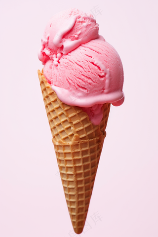 粉色冰淇淋球蛋筒摄影图