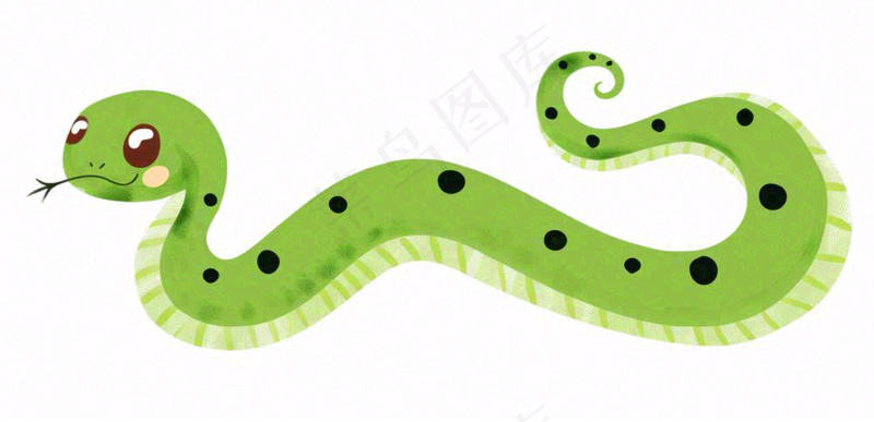 蛇爬行动物十二生肖绿色卡通插画免抠