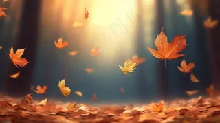 秋天落叶枯黄叶片摄影图