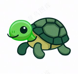 乌龟绿王八动物卡通插画免抠