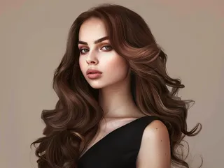 时尚美发美容女性卷发摄影图