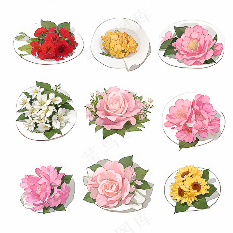 红色黄色粉色玫瑰花免抠素材94