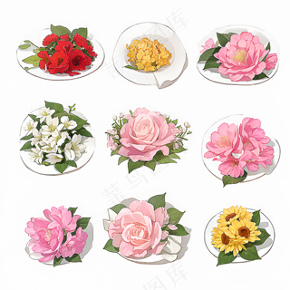 红色黄色粉色玫瑰花免抠素材94