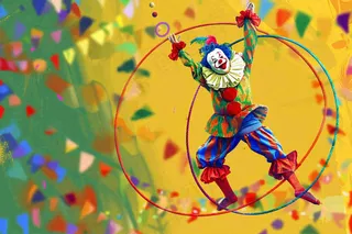 马戏团小丑套圈竞技表演愚人节卡通插画背景