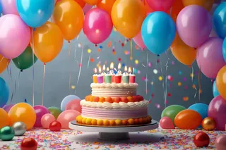 生日派对party蛋糕气球彩带庆祝摄影图