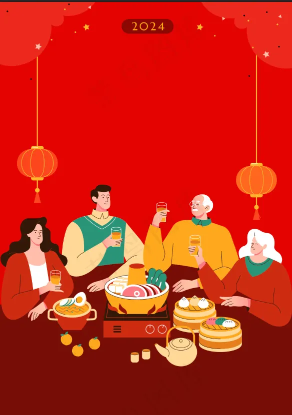 新年团圆海报背景psd模版下载