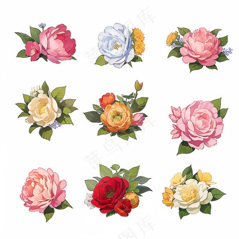 红色黄色粉色玫瑰花免抠素材70