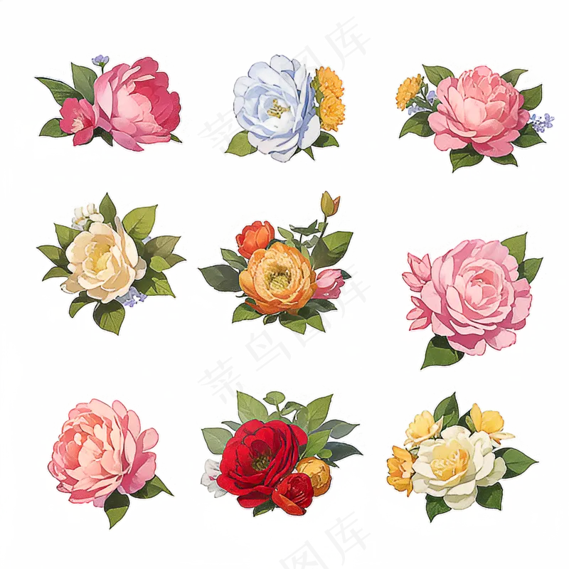 红色黄色粉色玫瑰花免抠素材70