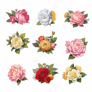 红色黄色粉色玫瑰花免抠素材70