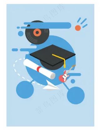 卡通 毕业学士帽背景