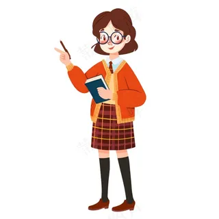 教师学生上课卡通人物插画免抠